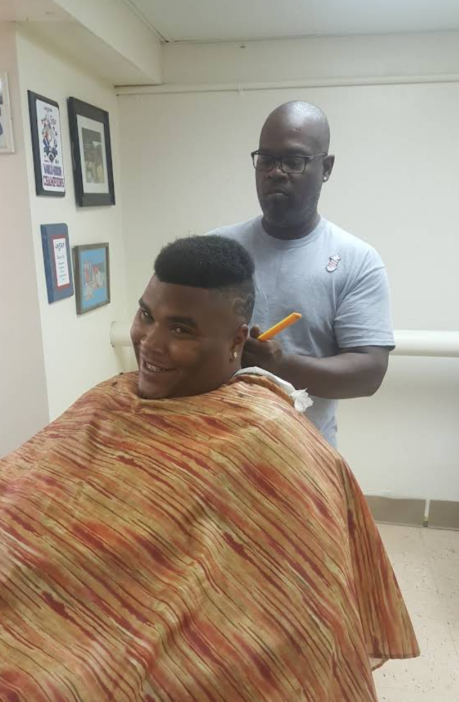 Happy client with fresh cut