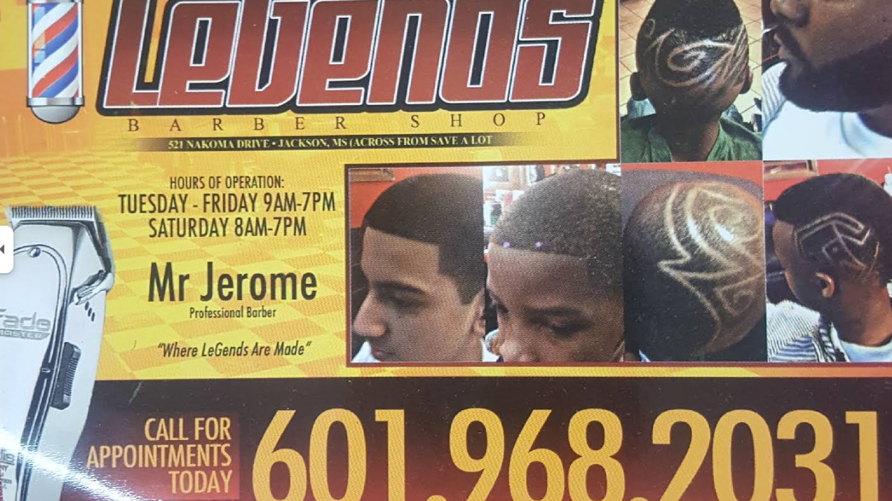 Legends Barber Shop promotional flyer